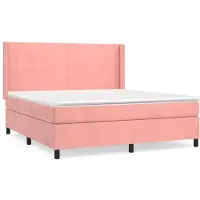 Syfax Boxspringbett mit Matratze Rosa 160x200 cm Samt