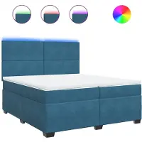 Syfax Boxspringbett mit Matratze Blau 200x200 cm Samt