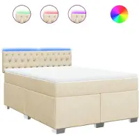 Syfax Boxspringbett mit Matratze Creme 140x200 cm Stoff