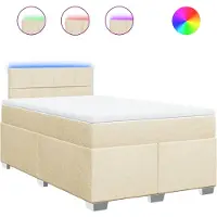 Syfax Boxspringbett mit Matratze Creme 120x200 cm Stoff
