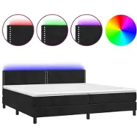 Syfax Boxspringbett mit Matratze & LED Schwarz 200x200 cm Samt