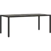 vidaXL Gartentisch mit Glasplatte Schwarz 190x90x75 cm Poly Rattan