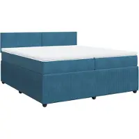 Syfax Boxspringbett mit Matratze Blau 200x200 cm Samt