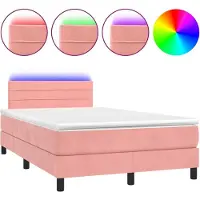 Syfax Boxspringbett mit Matratze & LED Rosa 120x200 cm Samt
