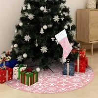 Prolenta Maison Exclusive - Luxus-Weihnachtsbaumdecke mit Socke Rosa 150 cm Stoff