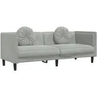 Syfax Sofa mit Kissen 3-Sitzer Hellgrau Samt
