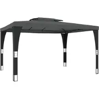 Syfax Pavillon mit Doppeldach Anthrazit 3,98x2,98 m Stahl