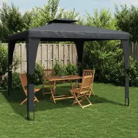 vidaXL Eleganten-Stil Pavillon mit Doppeldach Anthrazit 3,98x2,98 m Stahl - Pavillons & Partyzelte Hommie5098912 1parcel