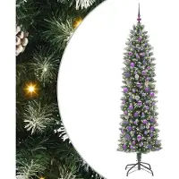 Syfax Künstlicher schlanker Weihnachtsbaum Grün und Weiß 210 cm