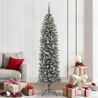 Prolenta Maison Exclusive - Künstlicher schlanker Weihnachtsbaum Grün und Weiß 210 cm
