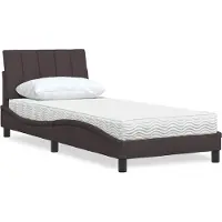 Syfax Bett mit Matratze "Hanko" Dunkelbraun 90x200 cm Stoff