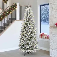 vidaXL "Schlussverkauf" Künstlicher Weihnachtsbaum(1 pc) - Kunstbaum/Tannenbaum - mit 300 LEDs mit Ständer Weiß 240 cm C7541