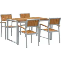 vidaXL Garten Essgruppe 5 Stk. Grau Massivholz Akazie