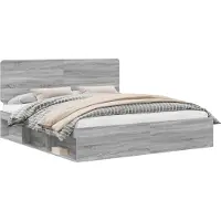 Syfax Bettrahmen Graues Sonoma 180 x 200 cm Massives Kiefernholz