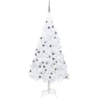 vidaXL Eleganter Künstlicher Weihnachtsbaum langlebig - modernes Design - mit Beleuchtung & Kugeln Weiß 120 cm GermanyMöbel 79797 - Künstliche Weihnachtsbäume