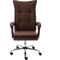 Syfax Bürostuhl Braun Stoff ergonomisch, hohe Rückenlehne, dick gepolsterter Sitz, Liegefunktion, höhenverstellbar