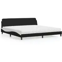 Syfax Bett mit Matratze "Dover" Schwarz und Weiß 200x200 cm Kunstleder