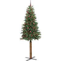 vidaXL Möbel Schlanker Weihnachtsbaum mit 300 LEDs mit Ständer Grün 210 cm - Künstliche Weihnachtsbäume CLORIS9519407