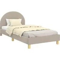 Syfax Kinderbettgestell mit Kopfteil Hellgrau 90 x 190 cm Bouclé