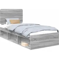 Syfax Bettrahmen Sonoma-Grau 90 x 200 cm Massives Kiefernholz