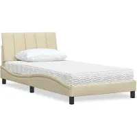 Syfax Bett mit Matratze "Hanko" Creme 100x200 cm Stoff