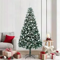 vidaXL "Schlussverkauf" Künstlicher Weihnachtsbaum(1 pc) - Kunstbaum/Tannenbaum - mit 300 LEDs mit Ständer Grün 210 cm C7611