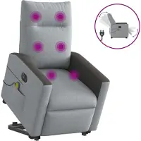 Syfax Elektrischer Massagesessel mit Aufstehhilfe Hellgrau Stoff
