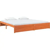 Syfax Bettrahmen Wachsbraun 200 x 200 cm Massivholz Kiefer