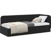 Syfax Eckbettgestell Schwarz 80 x 200 cm Samt