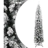 Syfax Künstlicher Weihnachtsbaum Schlank mit Schnee Grün 180 cm PVC