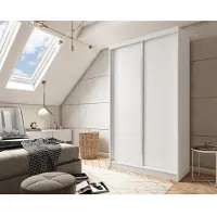 Beautysofa | Kleiderschrank MARIO 120 cm Weiß – Moderner Schrank ohne Spiegel, mit Schiebetüren, Minimalistisches Design