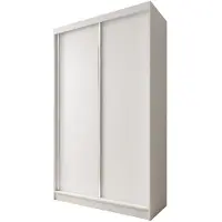Beautysofa | Kleiderschrank MARIO II 120 cm Weiß – Moderner Schrank ohne Spiegel, mit Schiebetüren und Schubladen, Minimalistisches Design