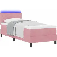 Syfax LED Boxspringbett mit Matratze mit LED Rosa 80 x 200 cm Samt