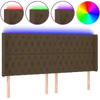Syfax LED Kopfteil Dunkelbraun 203x16x118/128 cm Stoff