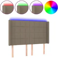 Syfax LED Kopfteil Taupe 147x16x118/128 cm Stoff