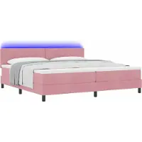 Syfax LED Boxspringbett mit Matratze mit LED Rosa 200 x 200 cm Samt