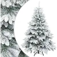 Syfax Künstlicher Scharnier-Weihnachtsbaum schneebedeckt Weiß 150 cm