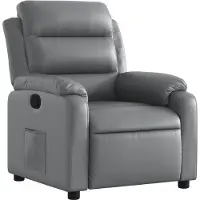 Syfax Relaxsessel Kunstleder Grau mit manueller Liegefunktion 75x100x92,5 cm