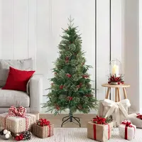vidaXL "Schlussverkauf" Künstlicher klappbarer Weihnachtsbaum(1 pc) - Kunstbaum/Tannenbaum - mit Ständer Grün 150 cm C8195