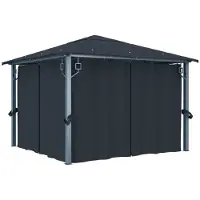 Syfax Pavillon mit Vorhängen 300×300 cm Anthrazit Aluminium
