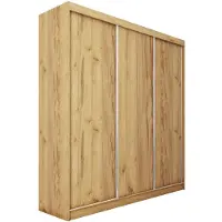 Beautysofa | Kleiderschrank MARIO 180 cm Eiche Artisan – Moderner Schrank ohne Spiegel, mit Schiebetüren, Minimalistisches Design