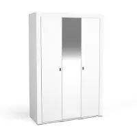 Beautysofa Drehtürenschrank MONTA Kleiderschrank mit 3 Türen und Spiegel, Weiß