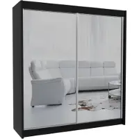 Beautysofa Schrank mit Schwebetüren DEBRA - 200cm Kleiderschrank mit Spiegeln & Kleiderstangen (Schwarz)