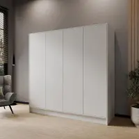 Beautysofa Drehtürenschrank GAVA 200 cm Moderner Kleiderschrank mit glatten Türen, Weiß