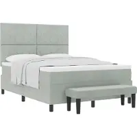 Syfax Boxspringbett mit Kopfteil Hellgrau 190 x 140 cm Samt
