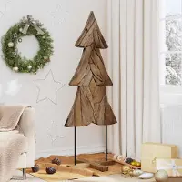 vidaXL "Schlussverkauf" Weihnachtsbaum(1 pc) - Kunstbaum/Tannenbaum - mit Ständer Braun 151 cm Massivholz Teak C8130