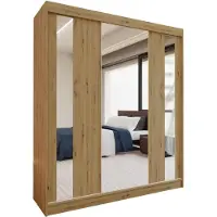 Beautysofa GAJA Schwebetürenschrank 180 cm Kleiderschrank mit Spiegel 3-türig, Schlafzimmer Schrank, Artisan/Artisan mit einem Schubkasteneinsätze
