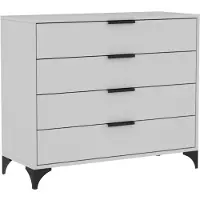 Beautysofa | Kommode HOME 4S 100 cm – Sideboard mit 4 Schubladen, Standschrank in Weiß, mit Griffen