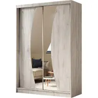 Beautysofa Schwebetürenschrank VOX 150 cm – Kleiderschrank mit Spiegel & Schiebetüren (Eiche Sonoma)