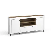 Beautysofa Kommode MONTA Sideboard mit 2 Türen und Schublade und 2 offenen Einlegeböden, Weiß